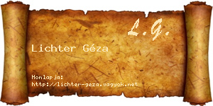 Lichter Géza névjegykártya